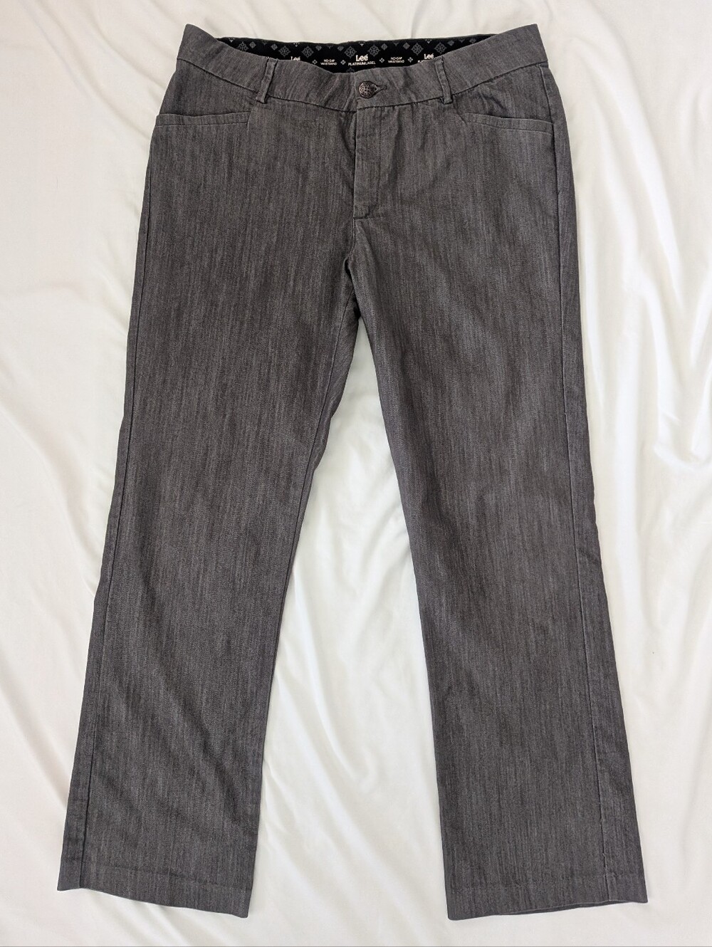 Lee Platinum Label No Gap Waistband Slate Gray Dress Work Pants Trousers Sz 16L
